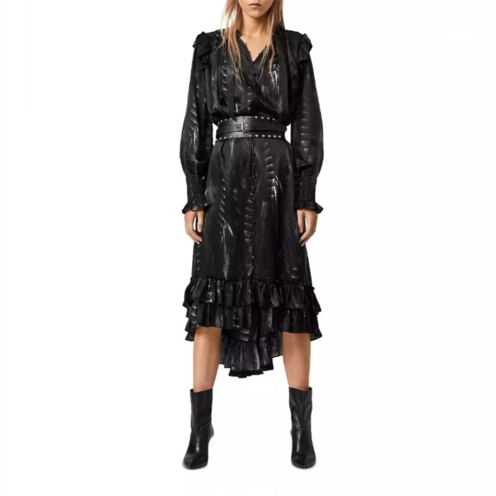 Elegant Black Ruffled Dress